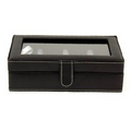 Black Leather Cufflink Case